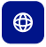 Globe icon on blue tile