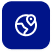 Globe icon on blue tile